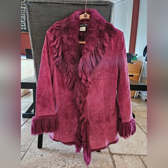 Vintage late 90's Suede & Rabbit Fur Jacket - Picture 1 of 4